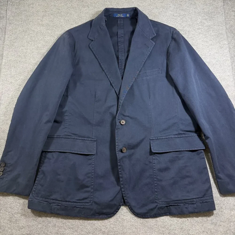 Polo Ralph Lauren Sport Coat Mens XXL Navy Two Button Notch Lapel Cotton Blazer